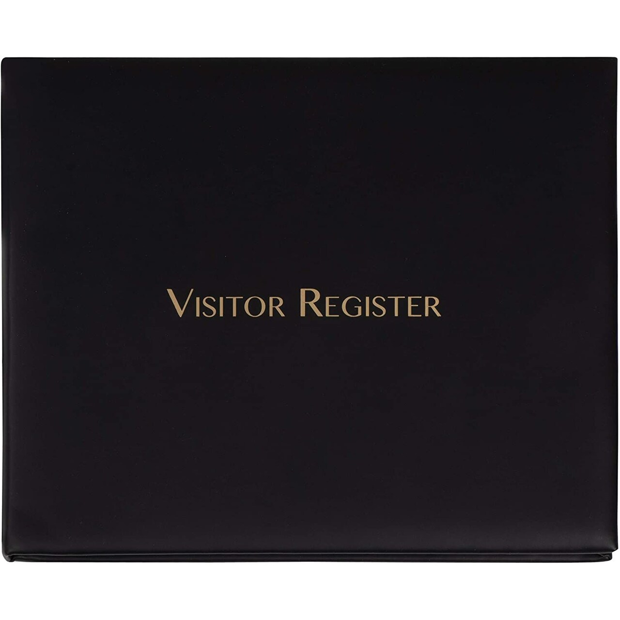 Sign In Book & Visitor Log Book - 9 x 7.3 x 0.75 in, Black Cover, 80 Sheets - Front Desk Sign In, Office Visitor Registration & Open House Registry